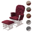 Fauteuil relax HWC-C76, fauteuil à bascule Fauteuil à bascule avec pouf Tissu/Textile chenille (465g/m²) ~ bordeaux, piè