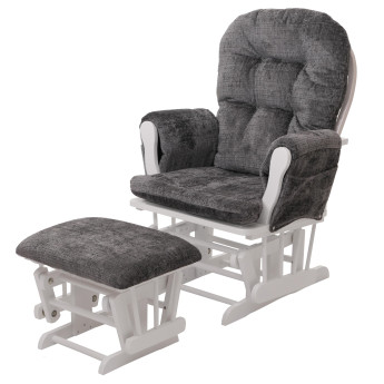 Fauteuil relax HWC-C76, fauteuil à bascule Fauteuil à bascule avec pouf Tissu/Textile Chenille (465g/m²) ~ gris foncé, p