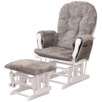 Fauteuil relax HWC-C76, fauteuil à bascule Fauteuil à bascule avec pouf Tissu/Textile Chenille (465g/m²) ~ gris clair, p