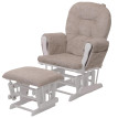 Fauteuil relax HWC-C76, fauteuil à bascule Fauteuil à bascule avec pouf Tissu/Textile chenille (465g/m²) ~ crème, piètem