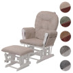Fauteuil relax HWC-C76, fauteuil à bascule Fauteuil à bascule avec pouf Tissu/Textile chenille (465g/m²) ~ crème, piètem