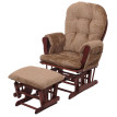 Fauteuil relax HWC-C76, fauteuil à bascule Fauteuil à bascule avec pouf Tissu/Textile Chenille (465g/m²) ~ marron clair,