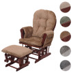 Fauteuil relax HWC-C76, fauteuil à bascule Fauteuil à bascule avec pouf Tissu/Textile Chenille (465g/m²) ~ marron clair,