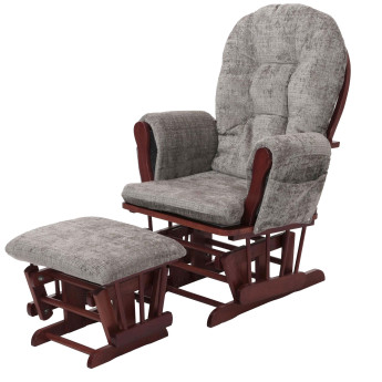 Fauteuil relax HWC-C76, fauteuil à bascule Fauteuil à bascule avec pouf Tissu/Textile Chenille (465g/m²) ~ gris clair, p