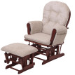 Fauteuil relax HWC-C76, fauteuil à bascule Fauteuil à bascule avec pouf Tissu/Textile chenille (465g/m²) ~ crème, piètem