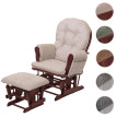 Fauteuil relax HWC-C76, fauteuil à bascule Fauteuil à bascule avec pouf Tissu/Textile chenille (465g/m²) ~ crème, piètem