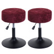Lot de 2 tabourets HWC-C22, pouf, réglable en hauteur pivotant Ø 37cm Tissu Chenille (465g/m²) MVG ~ bordeaux