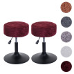 Lot de 2 tabourets HWC-C22, pouf, réglable en hauteur pivotant Ø 37cm Tissu Chenille (465g/m²) MVG ~ bordeaux