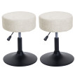 Lot de 2 tabourets HWC-C22, pouf, réglable en hauteur pivotant Ø 37cm Tissu chenille (465g/m²) MVG ~ crème-blanc