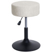 Lot de 2 tabourets HWC-C22, pouf, réglable en hauteur pivotant Ø 37cm Tissu chenille (465g/m²) MVG ~ crème-blanc