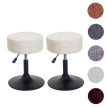Lot de 2 tabourets HWC-C22, pouf, réglable en hauteur pivotant Ø 37cm Tissu chenille (465g/m²) MVG ~ crème-blanc