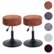 Lot de 2 tabourets HWC-C22, pouf, réglable en hauteur pivotant Ø 37cm Tissu chenille (465g/m²) MVG ~ terracotta