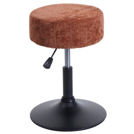 Tabouret HWC-C22, tabouret de maquillage, réglable en hauteur pivotant Ø 37cm Tissu Chenille (465g/m²) MVG ~ terracotta