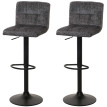 Lot de 2 tabourets de bar HWC-G87, tabouret de bar, réglable en hauteur pivotant, tissu chenille (465g/m²) MVG ~ gris fo
