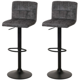 Lot de 2 tabourets de bar HWC-G87, tabouret de bar, réglable en hauteur pivotant, tissu chenille (465g/m²) MVG ~ gris fo