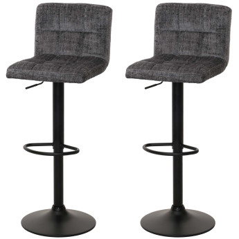 Lot de 2 tabourets de bar HWC-G87, tabouret de bar, réglable en hauteur pivotant, tissu chenille (465g/m²) MVG ~ gris fo