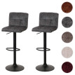 Lot de 2 tabourets de bar HWC-G87, tabouret de bar, réglable en hauteur pivotant, tissu chenille (465g/m²) MVG ~ gris fo