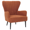 Fauteuil lounge HWC-K37, fauteuil cocktail/à oreilles chaise rembourrée rétro vintage tissu bouclé (600g/m²) Öko-Tex ~ t