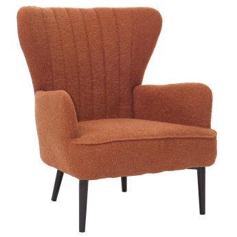 Fauteuil lounge HWC-K37, fauteuil cocktail/à oreilles chaise rembourrée rétro vintage tissu bouclé (600g/m²) Öko-Tex ~ t
