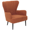 Fauteuil lounge HWC-K37, fauteuil cocktail/à oreilles chaise rembourrée rétro vintage tissu bouclé (600g/m²) Öko-Tex ~ t