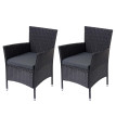 Lot de 2 chaises en poly rotin HWC-F50, chaise de balcon/jardin Fauteuil de salon Chaise en osier, anthracite, coussin g