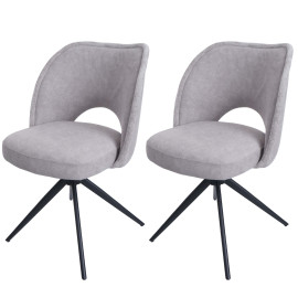 Lot de 2 chaises de salle à manger HWC-N72, chaise de cuisine rembourrée, pivotante Auto-Return, tissu/textile (420g/m²)