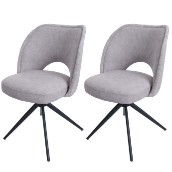 Lot de 2 chaises de salle à manger HWC-N72, chaise de cuisine rembourrée, pivotante Auto-Return, tissu/textile (420g/m²)