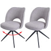 Lot de 2 chaises de salle à manger HWC-N72, chaise de cuisine rembourrée, pivotante Auto-Return, tissu/textile (420g/m²)