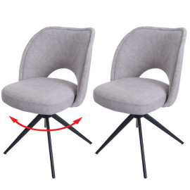 Lot de 2 chaises de salle à manger HWC-N72, chaise de cuisine rembourrée, pivotante Auto-Return, tissu/textile (420g/m²)