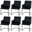 Lot de 6 chaises cantilever HWC-N60, chaise de salle à manger, chaise de cuisine, tissu/textile Oeko-Tex ~ anthracite-bl