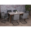 Lot de 6 chaises cantilever HWC-N60, chaise de salle à manger, chaise de cuisine, tissu/textile Oeko-Tex ~ gris foncé