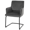 Chaise cantilever HWC-N60, chaise de salle à manger Chaise de cuisine, tissu/textile Oeko-Tex ~ gris foncé