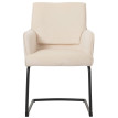 Chaise cantilever HWC-N60, chaise de salle à manger Chaise de cuisine, tissu/textile Oeko-Tex ~ crème-beige