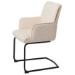 Chaise cantilever HWC-N60, chaise de salle à manger Chaise de cuisine, tissu/textile Oeko-Tex ~ crème-beige