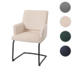 Chaise cantilever HWC-N60, chaise de salle à manger Chaise de cuisine, tissu/textile Oeko-Tex ~ crème-beige