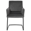 Chaise cantilever HWC-N60, chaise de salle à manger Chaise de cuisine, tissu/textile Oeko-Tex ~ gris foncé