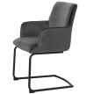 Chaise cantilever HWC-N60, chaise de salle à manger Chaise de cuisine, tissu/textile Oeko-Tex ~ gris foncé