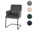Chaise cantilever HWC-N60, chaise de salle à manger Chaise de cuisine, tissu/textile Oeko-Tex ~ gris foncé