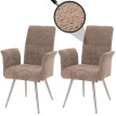Lot de 2 chaises de salle à manger HWC-G55, chaise avec accoudoirs, acier inoxydable brossé Tissu/Textile Chenille Oeko-