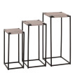 Set de 3 tables à fleurs HWC-N70, table d'appoint table support à fleurs, empilable, métal corde à papier ~ gris
