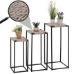 Set de 3 tables à fleurs HWC-N70, table d'appoint table support à fleurs, empilable, métal corde à papier ~ gris