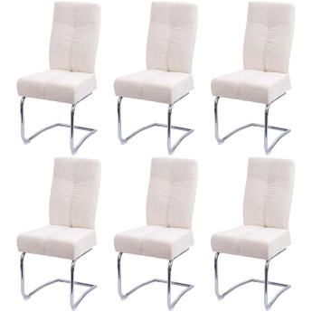 Lot de 6 chaises de salle à manger HWC-G56, chaise de cuisine cantilever chaise inclinable, métal tissu/textile chenille