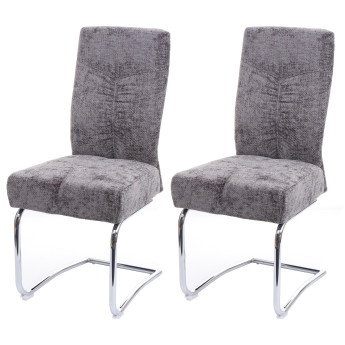 Lot de 2 chaises de salle à manger HWC-G56, chaise de cuisine cantilever chaise inclinable, métal tissu/textile chenille