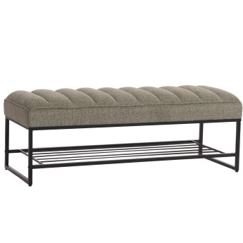 Banc HWC-N68 avec rangement pour chaussures, banc rembourré banc de vestiaire étagère à chaussures, tissu chenille métal