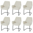 Lot de 6 chaises cantilever HWC-G67, chaise de salle à manger, chaise de cuisine, tissu/textile Öko-Tex MVG ~ crème-beig
