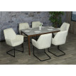 Lot de 6 chaises cantilever HWC-G67, chaise de salle à manger, chaise de cuisine, tissu/textile Öko-Tex MVG ~ crème-beig