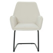 Lot de 6 chaises cantilever HWC-G67, chaise de salle à manger, chaise de cuisine, tissu/textile Öko-Tex MVG ~ crème-beig