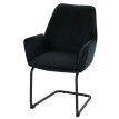 Chaise cantilever HWC-G67, chaise de salle à manger Chaise de cuisine, tissu/textile Öko-Tex MVG ~ anthracite-bleu