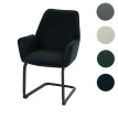 Chaise cantilever HWC-G67, chaise de salle à manger Chaise de cuisine, tissu/textile Öko-Tex MVG ~ anthracite-bleu