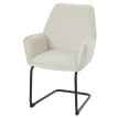 Chaise cantilever HWC-G67, chaise de salle à manger Chaise de cuisine, tissu/textile Öko-Tex MVG ~ crème-beige